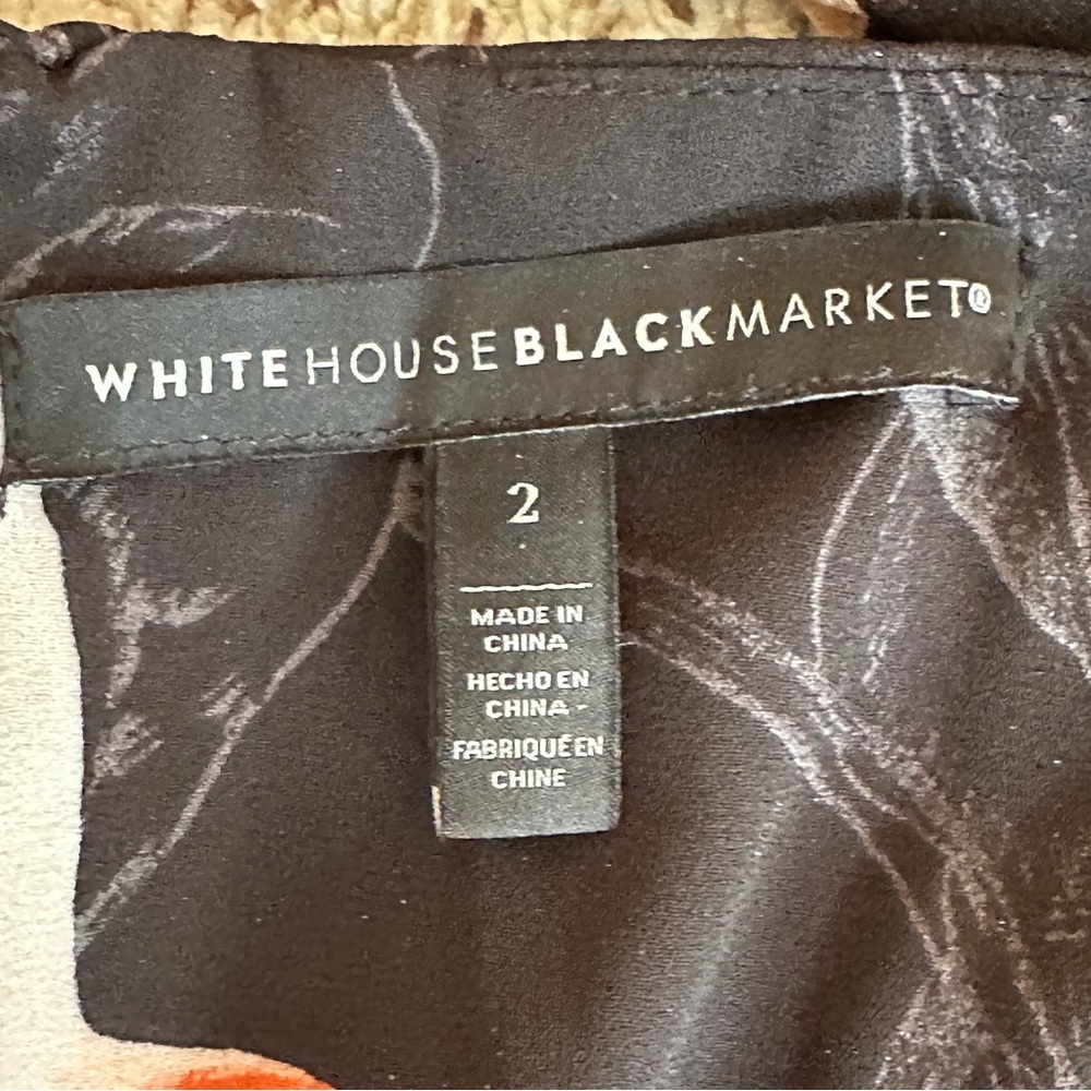 WHBM Fit Flare Dress Swing Feminine Flowy Black Floral Chifon Size 2 Sleeveless - Picture 6 of 15
